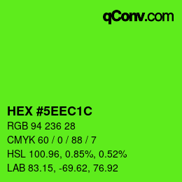 Color code: HEX #5EEC1C | qconv.com