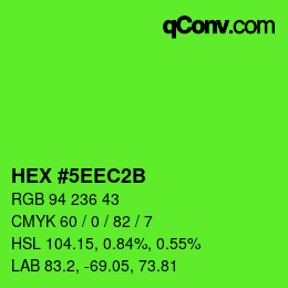 カラーコード: HEX #5EEC2B | qconv.com