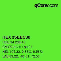 カラーコード: HEX #5EEC30 | qconv.com