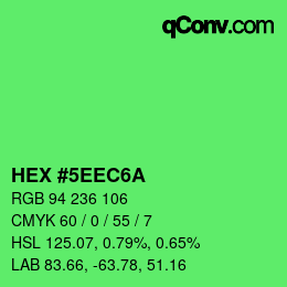Color code: HEX #5EEC6A | qconv.com