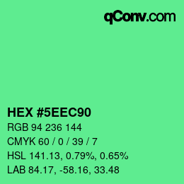 颜色代码: HEX #5EEC90 | qconv.com