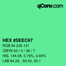 Color code: HEX #5EEC97 | qconv.com