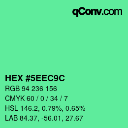 Farbcode: HEX #5EEC9C | qconv.com