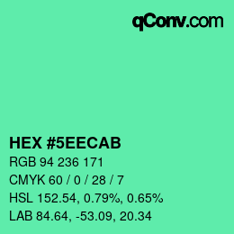 カラーコード: HEX #5EECAB | qconv.com