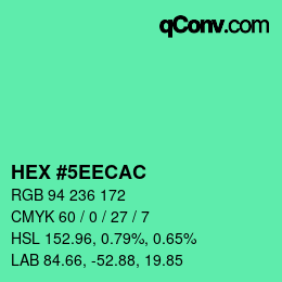 Farbcode: HEX #5EECAC | qconv.com