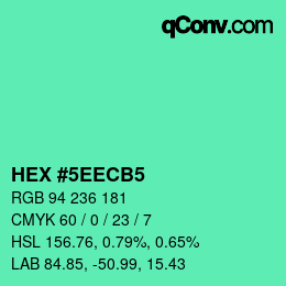 颜色代码: HEX #5EECB5 | qconv.com