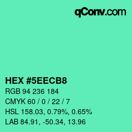 Farbcode: HEX #5EECB8 | qconv.com