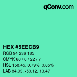 颜色代码: HEX #5EECB9 | qconv.com