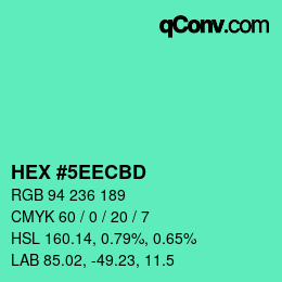 Color code: HEX #5EECBD | qconv.com