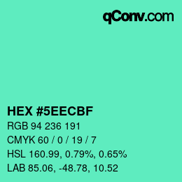 Color code: HEX #5EECBF | qconv.com