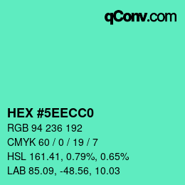 颜色代码: HEX #5EECC0 | qconv.com