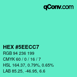 Código de color: HEX #5EECC7 | qconv.com