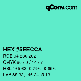 Color code: HEX #5EECCA | qconv.com