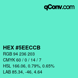 カラーコード: HEX #5EECCB | qconv.com