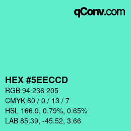 颜色代码: HEX #5EECCD | qconv.com