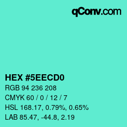Color code: HEX #5EECD0 | qconv.com