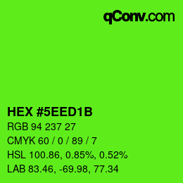 Color code: HEX #5EED1B | qconv.com