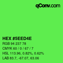 Color code: HEX #5EED4E | qconv.com