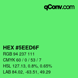 颜色代码: HEX #5EED6F | qconv.com