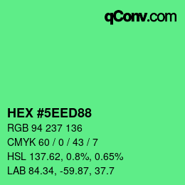 Código de color: HEX #5EED88 | qconv.com