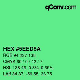 颜色代码: HEX #5EED8A | qconv.com