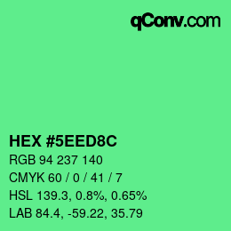 Color code: HEX #5EED8C | qconv.com