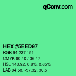 Código de color: HEX #5EED97 | qconv.com