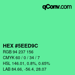 Color code: HEX #5EED9C | qconv.com