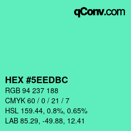 Color code: HEX #5EEDBC | qconv.com