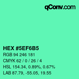Color code: HEX #5EF6B5 | qconv.com