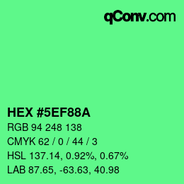 Color code: HEX #5EF88A | qconv.com