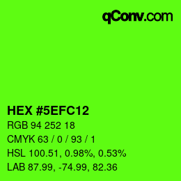 カラーコード: HEX #5EFC12 | qconv.com