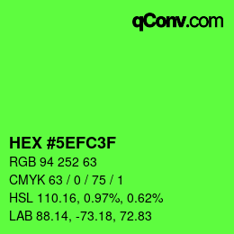 Color code: HEX #5EFC3F | qconv.com