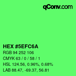 Color code: HEX #5EFC6A | qconv.com