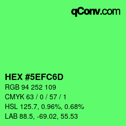 カラーコード: HEX #5EFC6D | qconv.com