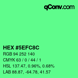 Color code: HEX #5EFC8C | qconv.com