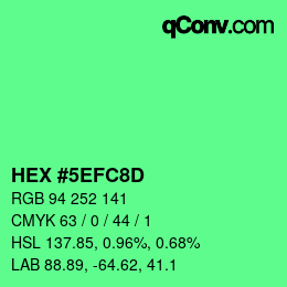 カラーコード: HEX #5EFC8D | qconv.com