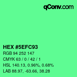 カラーコード: HEX #5EFC93 | qconv.com
