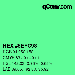 Color code: HEX #5EFC98 | qconv.com
