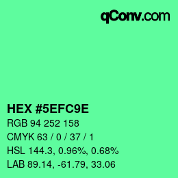 Color code: HEX #5EFC9E | qconv.com