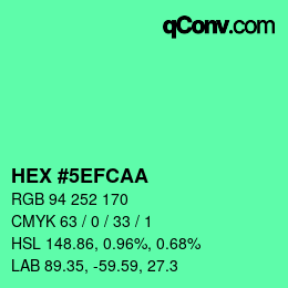 Color code: HEX #5EFCAA | qconv.com