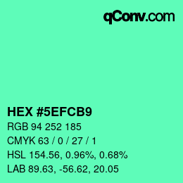 Color code: HEX #5EFCB9 | qconv.com