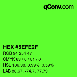 カラーコード: HEX #5EFE2F | qconv.com
