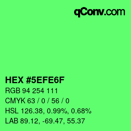 Color code: HEX #5EFE6F | qconv.com