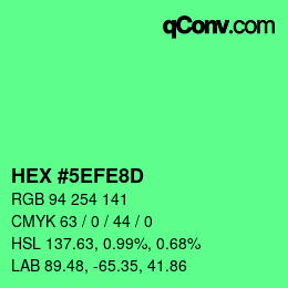 Color code: HEX #5EFE8D | qconv.com