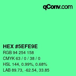 Color code: HEX #5EFE9E | qconv.com