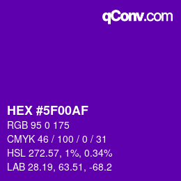 カラーコード: HEX #5F00AF | qconv.com