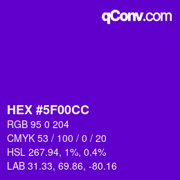 Color code: HEX #5F00CC | qconv.com