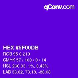 Color code: HEX #5F00DB | qconv.com