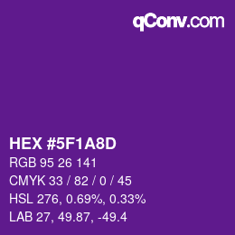 Color code: HEX #5F1A8D | qconv.com